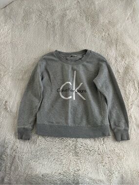 Calvin Klein Jeans Gray Logo Print Crewneck Sweatshirt